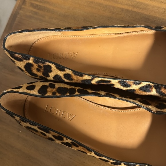 J. Crew Leopard Print Calf Hair Pointed Flats Size 7 - Picture 4 of 8